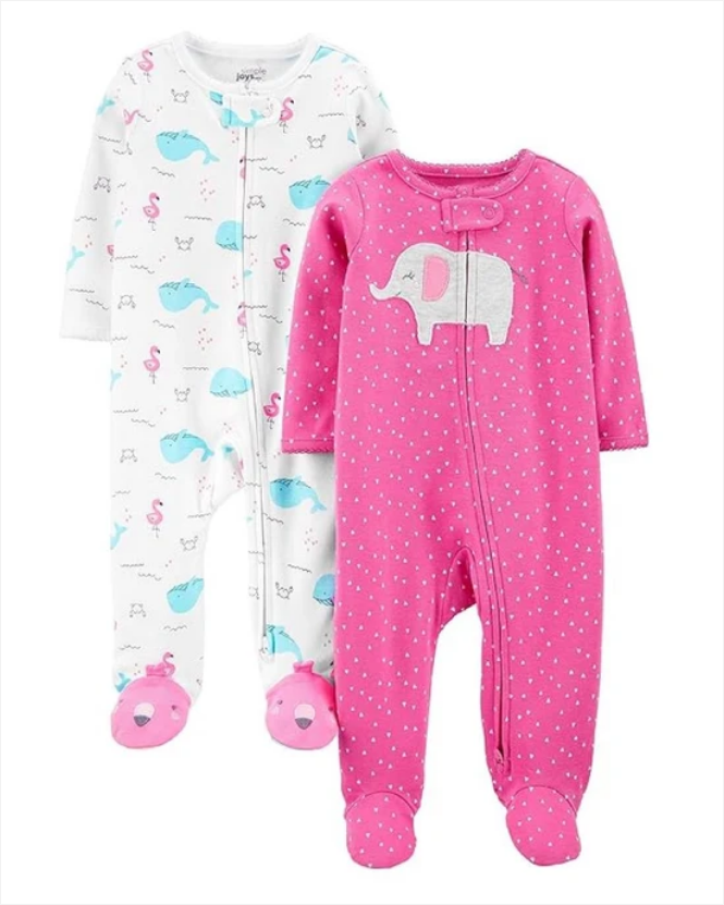 2 Pijamas en Algodón Diseño Elefante y Ballenas
