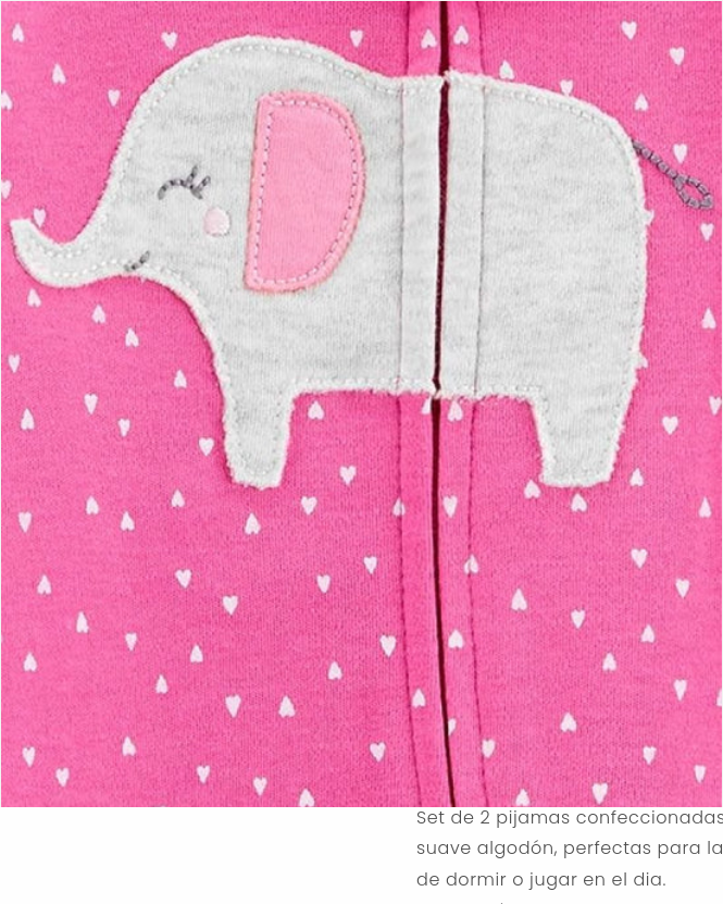 2 Pijamas en Algodón Diseño Elefante y Ballenas
